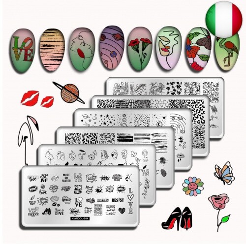 6Pezzi Stamping Nail Art Set, Acciaio Inox Nail Stamper Stamping Unghie, Fiori