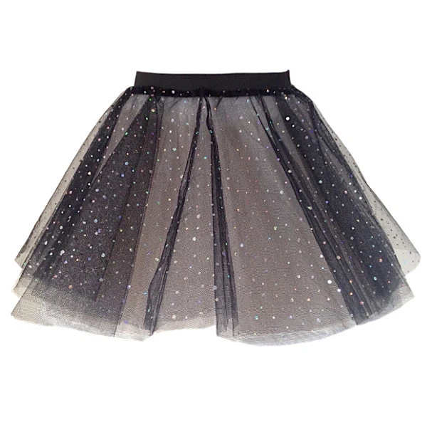 HALLOWEEN SPARKLE TUTU Damas VESTIDO DE FANTASÍA DISFRAZ TU-TU 12 PULGADAS Negro Brillante Foto 4 de 4