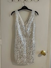 NEW Forever 21 Silver & White Animal-Print Sequin Slip Mini Dress