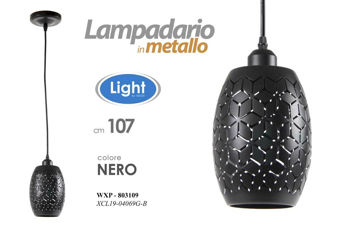 Lampadario Moderno Design Traforato 107cm Nero WXP-803109 - Arredo Top