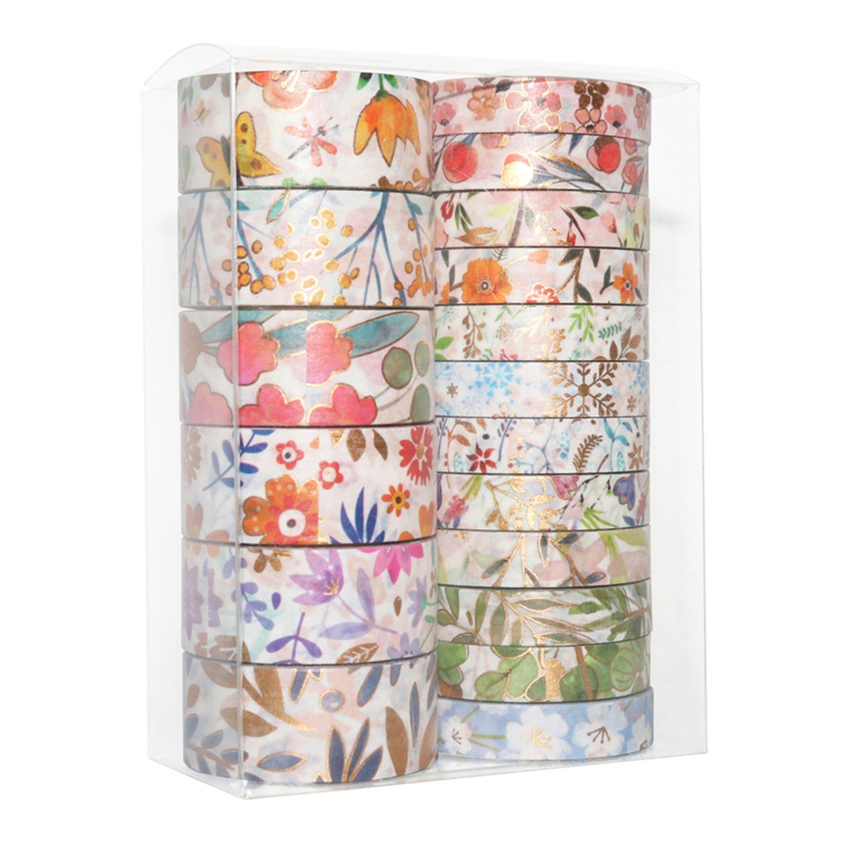 18 Rolls Washi Masking Tapes Set Floral Foil Adhesive Decorative