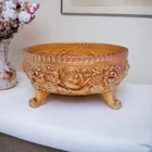 Antique Fenton Open Roses Marigold Carnival Glass Bowl Footed w/Sawtooth Rim