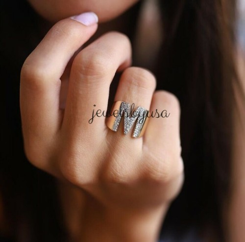 2.2 CT 100% Natural Round Moissanite Custom Letter Ring 925 Silver Free Gift - Picture 3 of 7