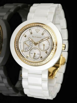 Seltene YVES CAMANI Keramik Uhr vergoldet mit SWAROVSKI STEINEN. 325,00 