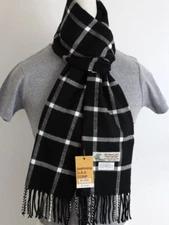 Men's Winter Scarf,Check-Plaid Black white Cashmere Feel Warm Soft Unisex