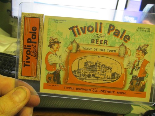 Rare Tivoli Pale Beer 1930's IRTP Factory Scene Unused Label Set Detroit, MICH.