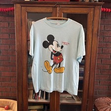 Vintage 70s Mickey Mouse Disney Florida Destination Tshirt Size L Made in USA