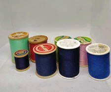 Vintage Sewing Thread Set Assorted Colors Spools Collection Some Wood Spools