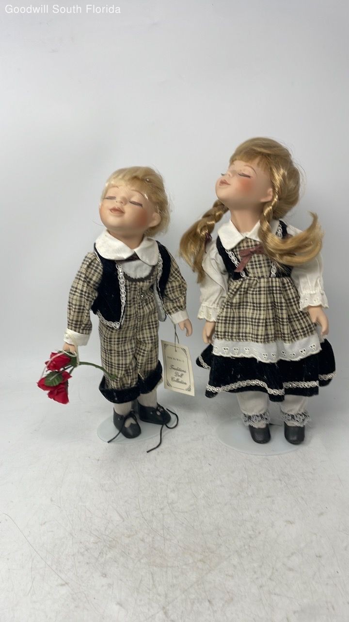 Lot Of 2 Pcs Traditions Doll Collection Multicolor Porcelain Doll