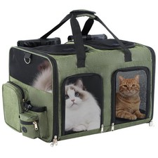 Cat Carrier for 2 Cats Double Pet Carrier Extra Large, Dual Cabin Multi Cat ...