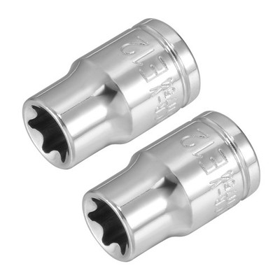 2Pcs 3/8-Zoll Laufwerk E12 externe Torx flache Buchse, Cr-V Stahl