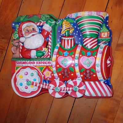 Vintage Plastic Santa Sugarland Express Train Christmas Cookie Container