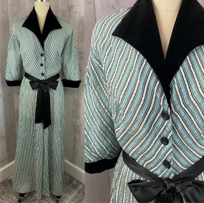 Vintage 1930s Boudoir Dressing Gown Peignoir Robe Hollywood Glam 1940s  Small