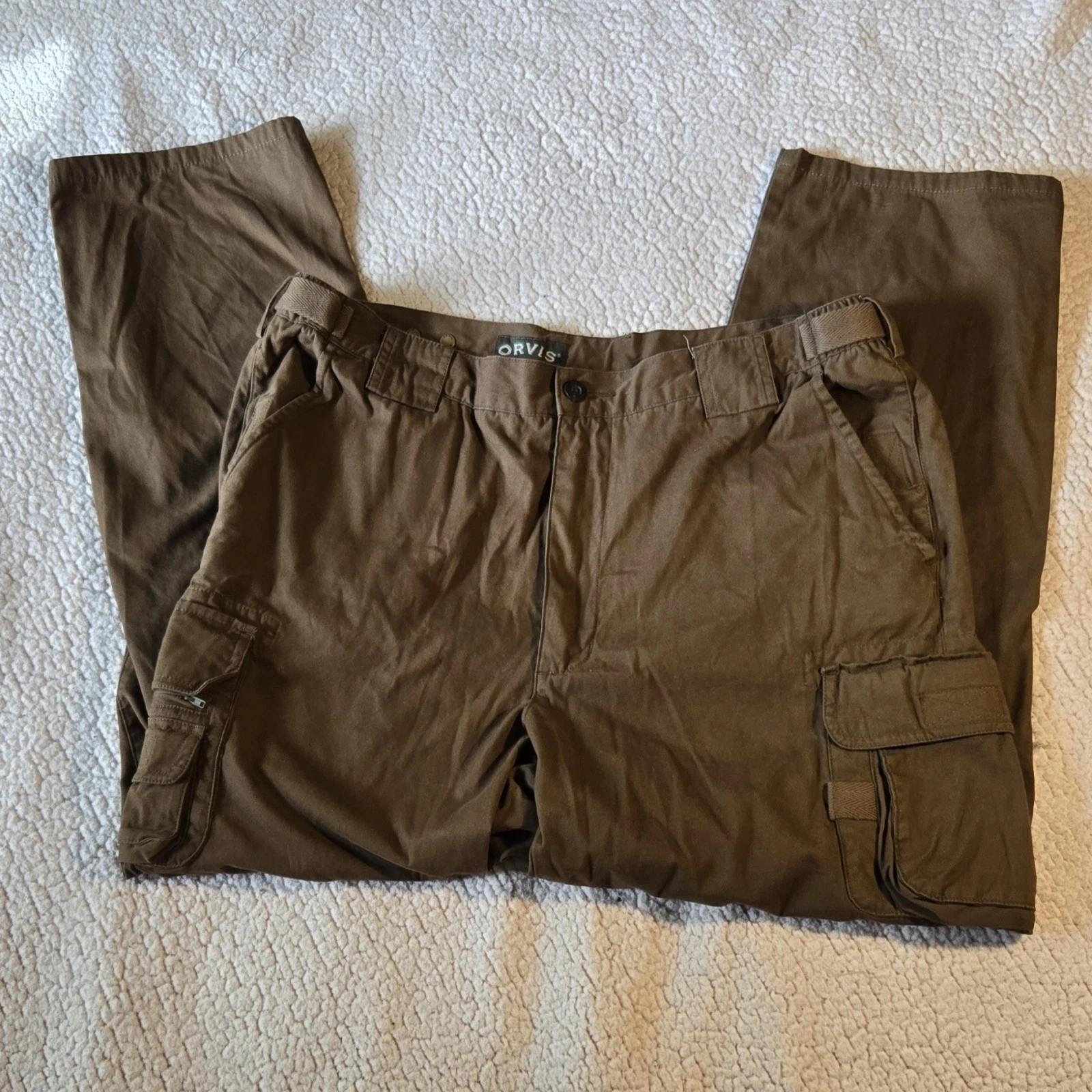 Orvis Cargo Pants Relaxed Fit Outdoor Casual Olive Green Mens Size 36