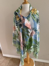 Scarf Shawl Wrap Bathing Suit Cover Up Floral Beachy Huge 66 In By 44 In