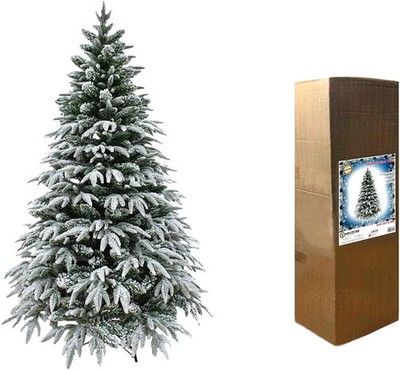 SHATCHI 120cm Lapplandtanne Kunstschnee beflockt gemischte Spitze grün Weihnachtsbaum