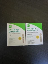 NIB lot of 2 One Touch UltraSoft 2 Lancets (30 Gauge) 200 count total (EXP 2028)