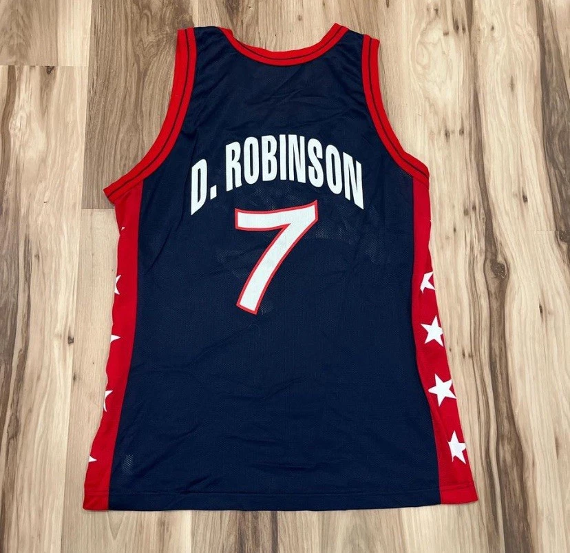 Vintage 90s Champion Team USA David Robinson Jersey Size 44 - Image 2 of 2