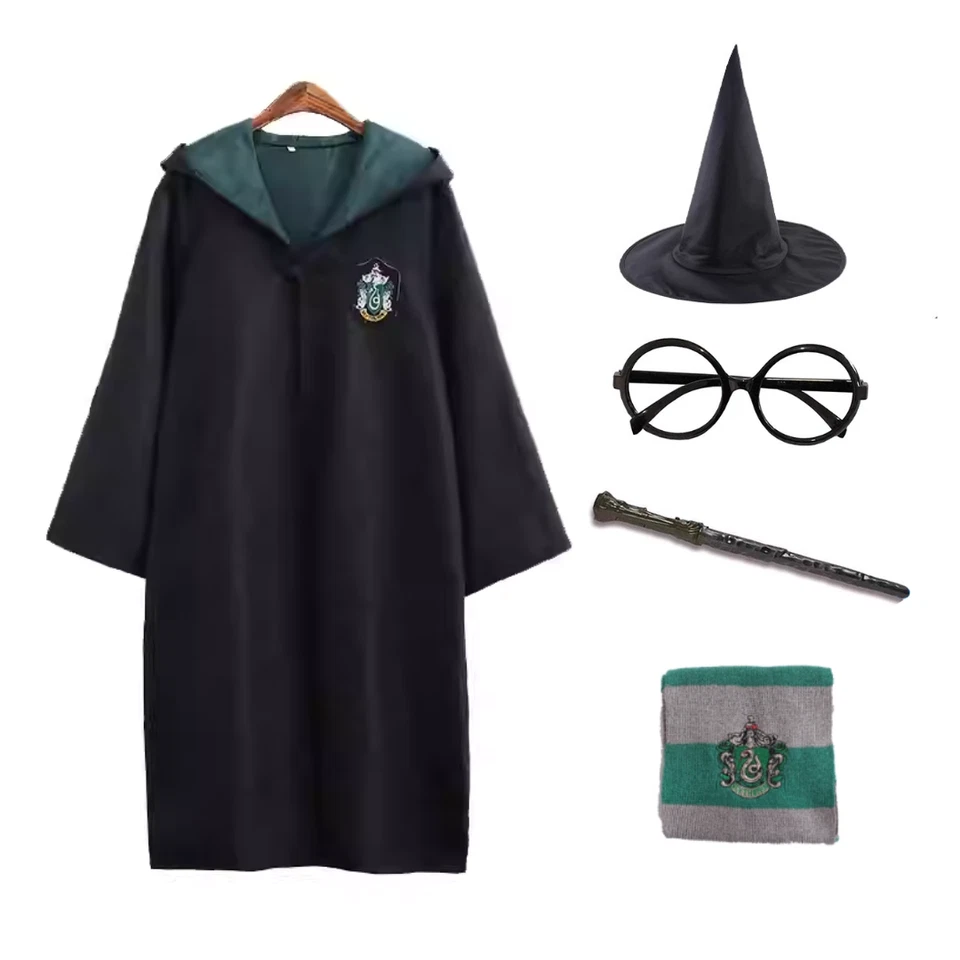 Juego de disfraces escolares de Harry Potter 5 piezas bata varita bufanda sombrero gafas niños y adultos Foto 4 de 4