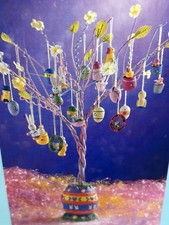Vintage Happy Easter Tree W/ 24 Hand Painted Wooden Ornaments NIB