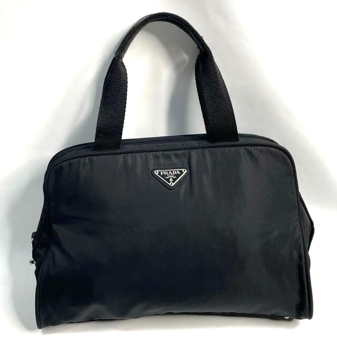 PRADA Prada handbag with triangular logo plate in… - image 2