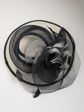 Tango Nites Vintage 100 Wool White Fascinator Hat Made in USA Black Mesh...