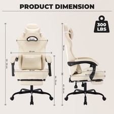 Gaming Chair Footrest and Massage Lumbar Support, Ergonomic Computer Gamer 3