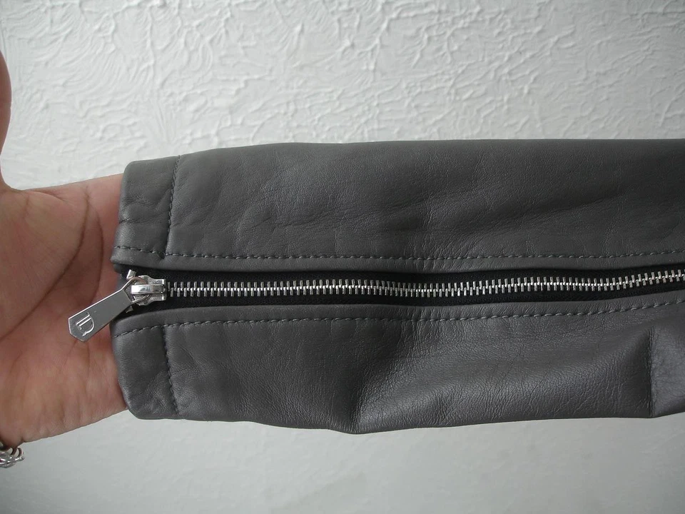 Women's S Dawn Levy Leather Jacket Gray Moto Quilted Asymmetrical Zip Biker NEW! - Image 4 of 4