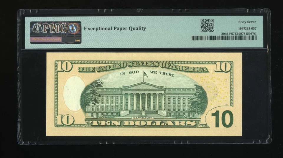 DBR 2017-A $10 FRN Atlanta Fr. 2045-F Superb Gem PMG 67 EPQ Serial PF81944918A - Image 2 of 2