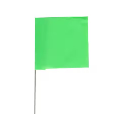 Marking Flag,  Vinyl, 15'' Wire Staff,  Solid,  15'' L.,  100 Pk,  2315Gg-200