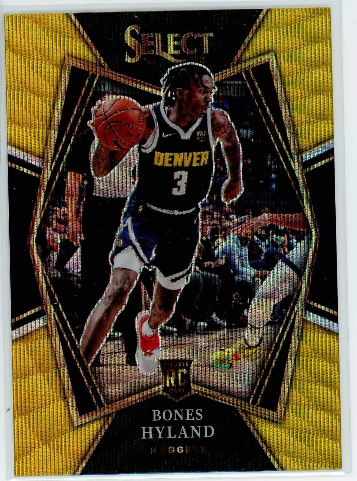2021-22 Panini Select Premier Level Gold Wave Prizm Bones Hyland #174 Rookie RC