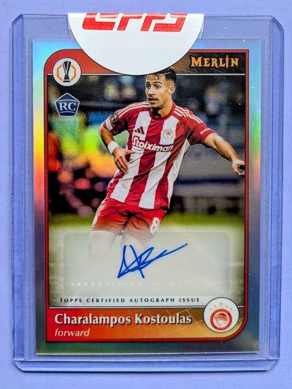 2024-25 Topps Merlin UEFA Charalampos Kostoulas RC Auto #AU-CK Olympiacos