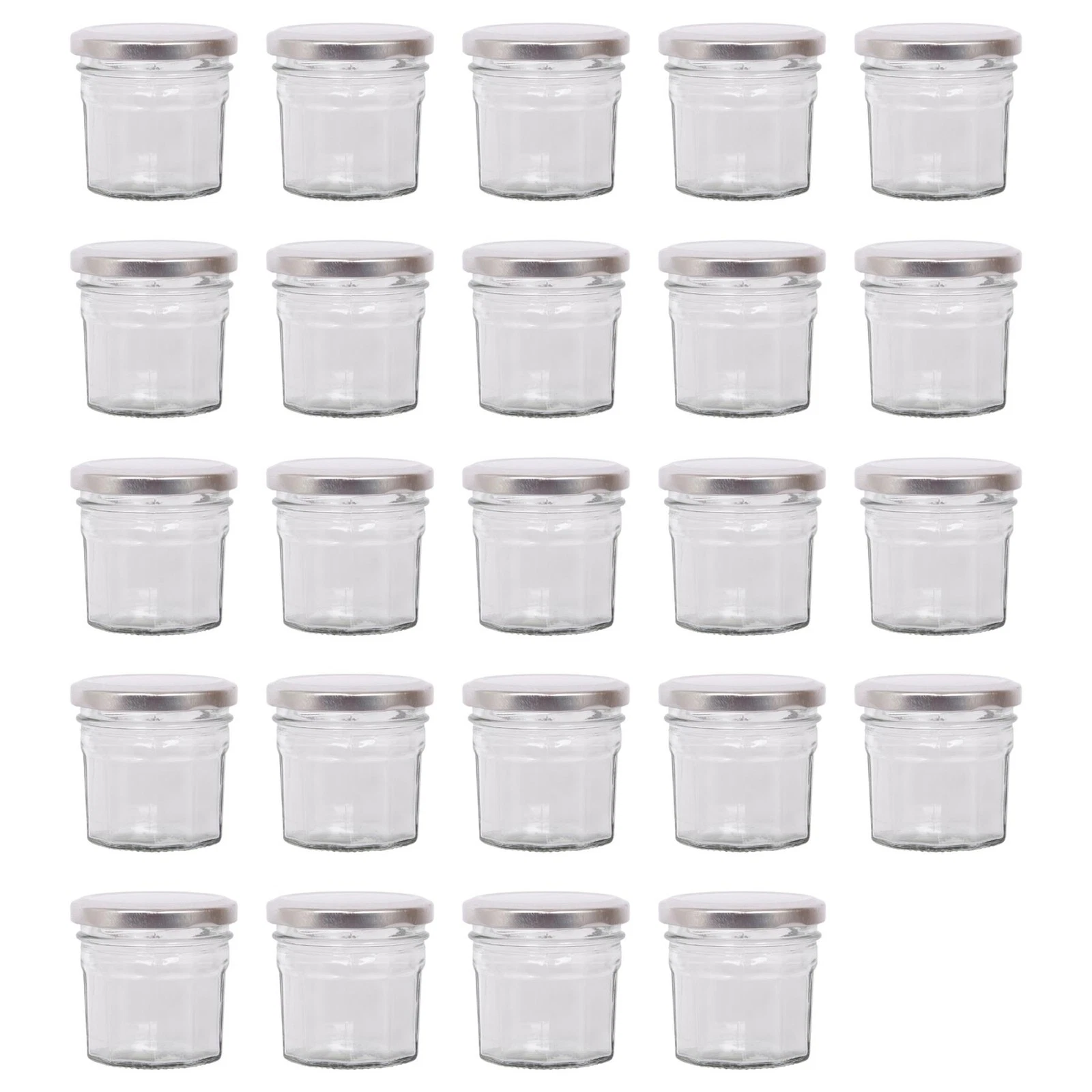 Argon Tableware Glass Jam Jars with Lids - 110ml - Pack of 24