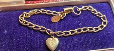 Vintage Disney Micky Mouse Heart Signed Gold Tone Bracelet
