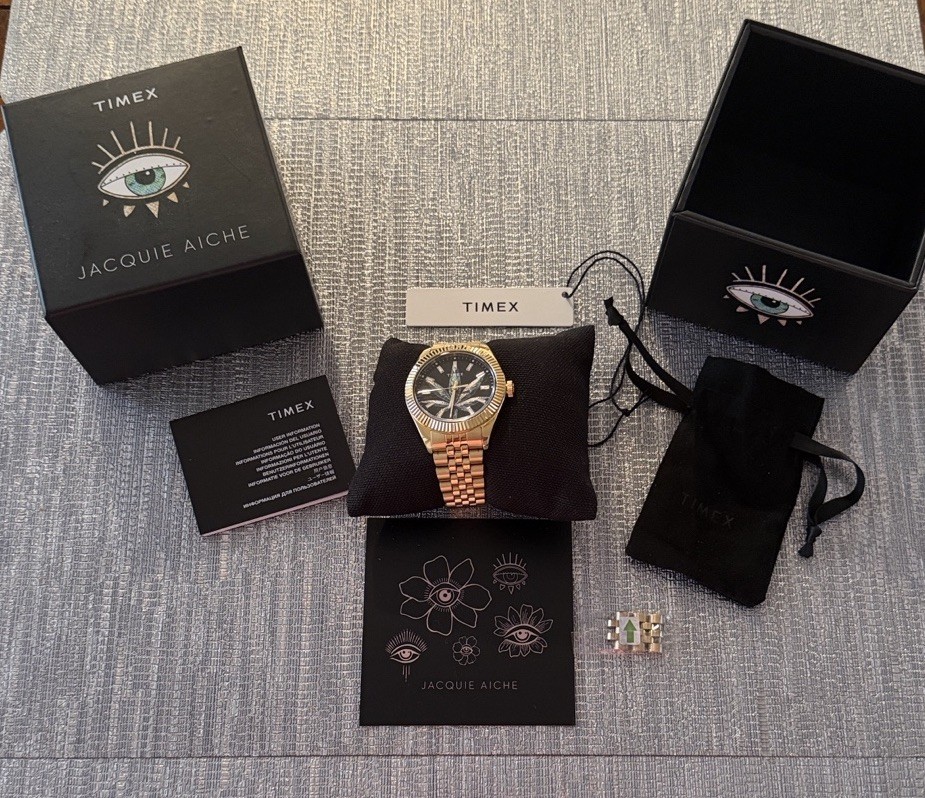 Jacquie Aiche Timex Gold Watch With Leaf Design, Links  display picture 2