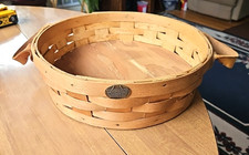 Peterboro Basket Round Serving Leather Handles Felt Bottom 13 inch Made In USA