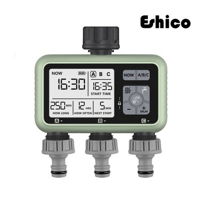 Eshico 2024 3-Outlet Digital Water Timer, Independent Control Sprinkler