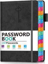 Password Keeper Book with Colorful Alphabetical Tabs, Hardcover Password Log-Boo