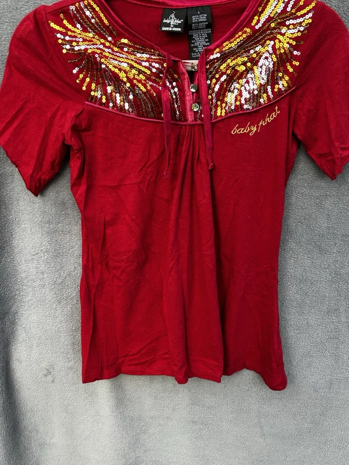 BABY PHAT RED SPARKLY FASHION GIRL TOP Tamanho G - Imagem 2 de 4