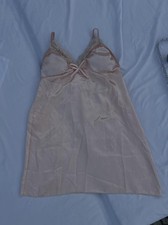Vintage Pink Satin Babydoll Slip Dress Padded Bust Lace Trim Coquette Small