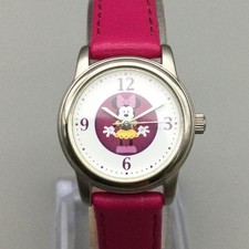 Disney Minnie Mouse Girls Watch 23mm Silver Tone Pink Leather MCO242 New Battery