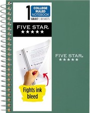 Five Star Spiral Notebook, 1 Subject, College Ruled Paper, Personal Size