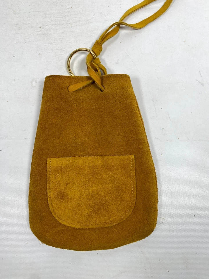 Cartera BUXTON de gamuza de cuero de vaca con cordón de cuero marrón mostaza tostado Foto 2 de 4