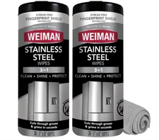 Weiman Stainless Steel Cleaning Wipes 30 Count Streak Free Shine Pack of 2