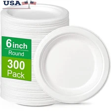 Compostable Disposable Paper Plates 6 Inch Heavy Duty Eco Friendly Snack Plates