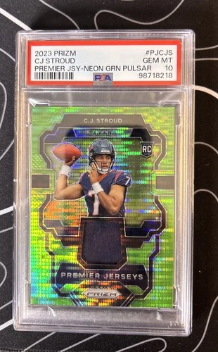 2023 CJ Stroud Prizm Neon Green Pulsar Jersey Patch PSA 10 Rookie #PJCJS