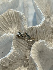 925 Sterling Silver White  Blue Topaz Ring Size 7