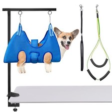 Dog Grooming Arm for Table,with Hammock  Haunch Holder for small dogs Blue
