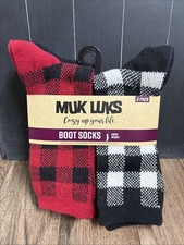 Muk Luks Women's Crew Plaid Cozy Boot Socks Size 6-11 6-Pack Warm Winter B4