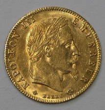 1864-A FRANCE Napoleon III Gold 5 Francs Coin ALMOST UNCIRCULATED